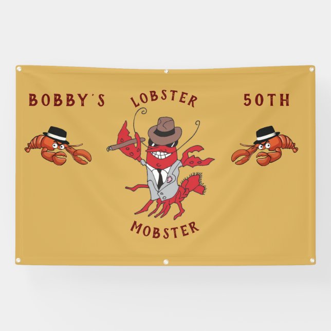 Banderoles Homard Homard 🦞 Drôle Cartoon Gangster (Horizontal)