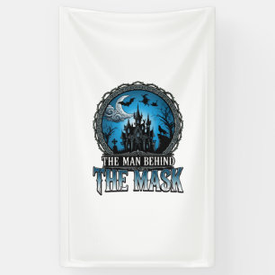 Banderoles Homme derrière le masque Halloween maison hantée s
