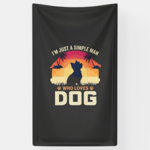 Banderoles Homme Simple Qui Aime Le Chien Silhouette Coucher