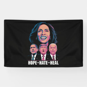 Banderoles Hope Hate Heal Rise Kamala 2024