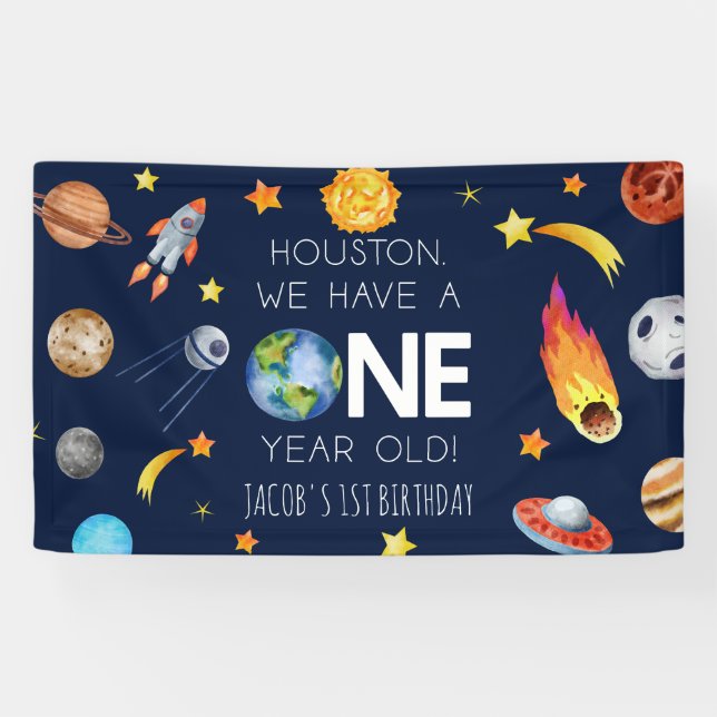 Banderoles Houston Nous avons un an 1er anniversaire fête (Horizontal)