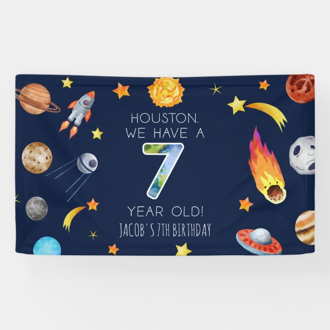 Banderoles Houston We Have A 7 Year Old 7e Anniversaire (Horizontal)