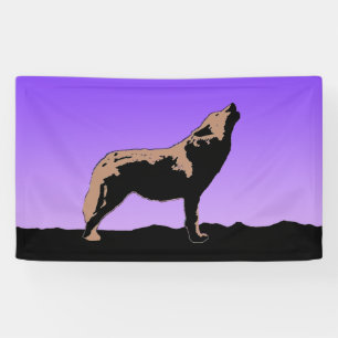 Banderoles Howling Wolf at Sunset - Art faunique original