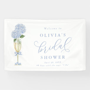 Banderoles Hydrangea Bleue & Champagne d'Or de Bienvenue
