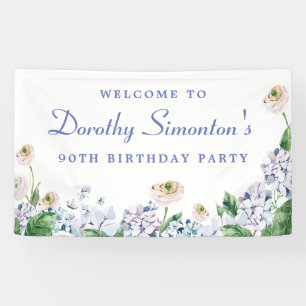 Banderoles Hydrangea Rose 90e anniversaire Bienvenue