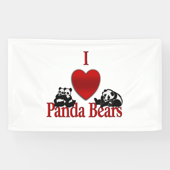 Banderoles I Heart Panda Bears Fun (Horizontal)