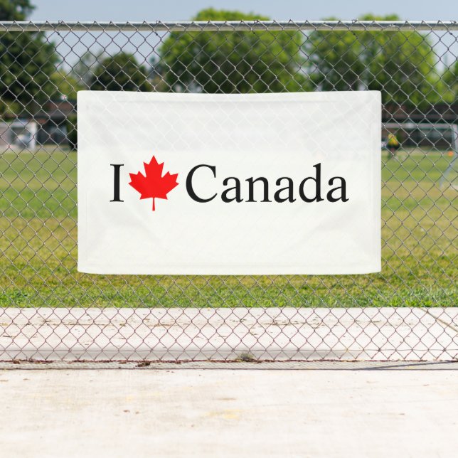 Banderoles I Love Canada typographie à la feuille d'érable ro (En situation)