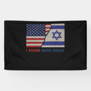 Banderoles I Stand With Israel Patriotic USA and Israel Flag