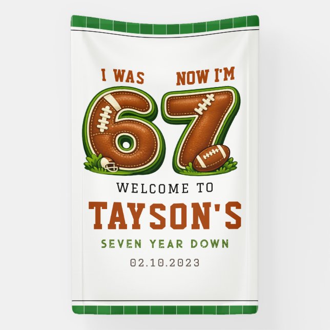 Banderoles I Was 6, Now I’m 7 – Football America 7th Birthday (Verticale)