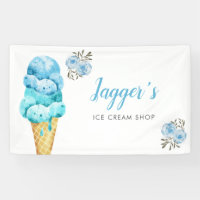 Ice Cream Shop Blue Floral fête d'anniversaire