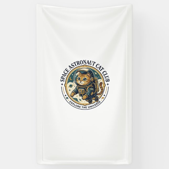 Banderoles Idée cadeau papa chat astronaute de l'espace - Ast (Vertical)