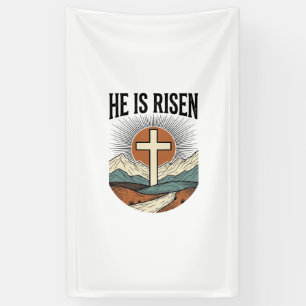 Banderoles Il Est Ressuscité Croix Lever de Soleil Chemise de