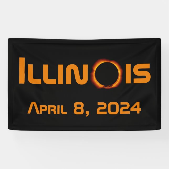 Banderoles Illinois 2024 Total Solaire Eclipse (Horizontal)