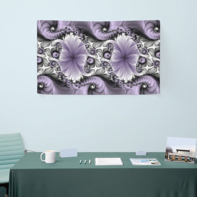 Banderoles Illusion Lilac Abstrait Floral Fractal Art Imagina (Salon professionnel)
