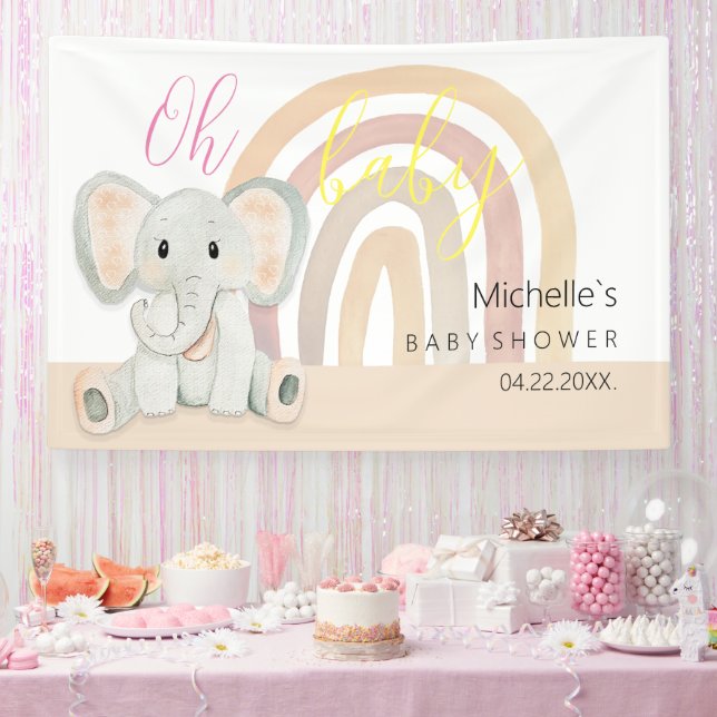 Banderoles Illustration aquarelle d'éléphant mignon de printe (Fête)