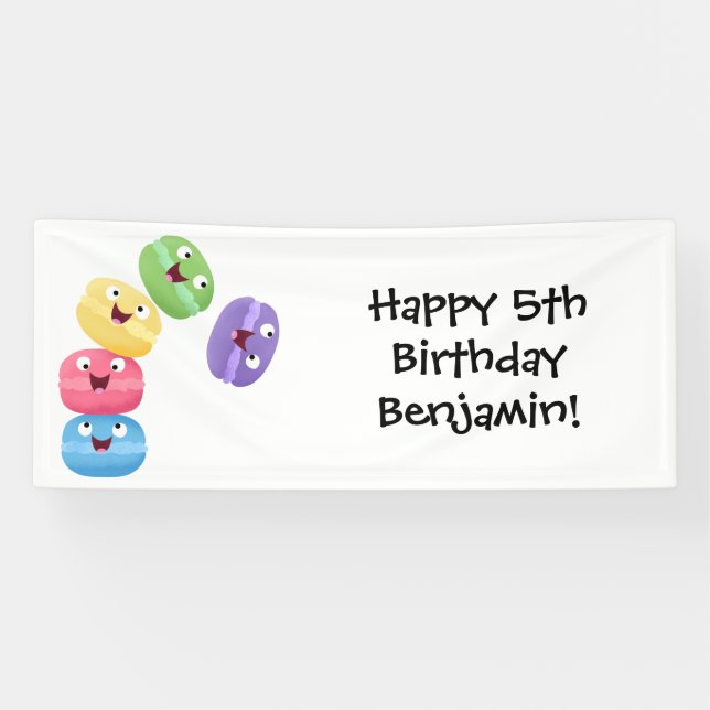 Banderoles Illustration de caricature de macarons marrant mig (Horizontal)