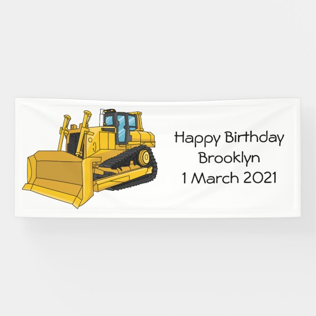 Banderoles Illustration de dessin animé Bulldozer (Horizontal)