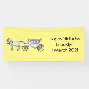 Banderoles Illustration de dessin animé de cheval et de carro