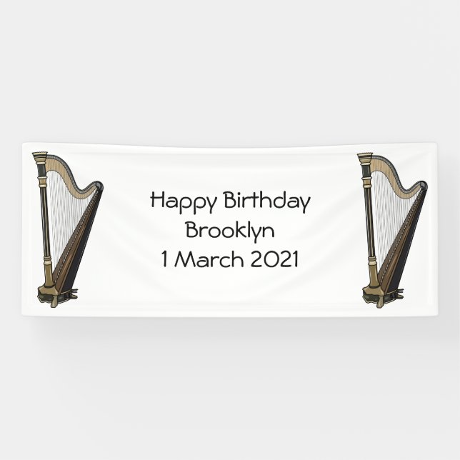 Banderoles Illustration de dessin animé sur la harpe (Horizontal)