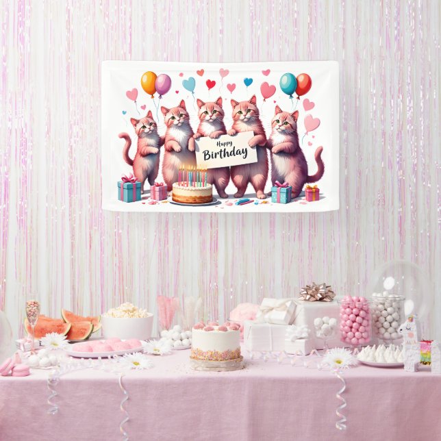 Banderoles Illustration de la fête de l'anniversaire du chat  (Fête)