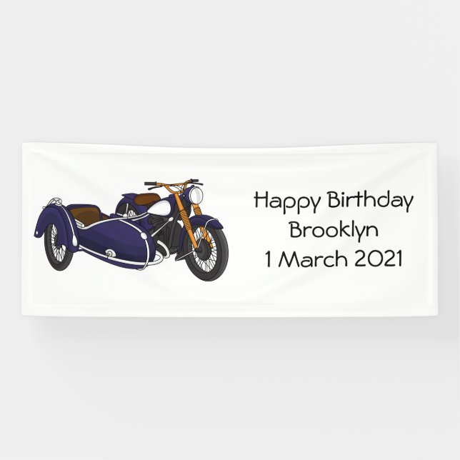 Banderoles Illustration de moto pourpre Sidecar (Horizontal)