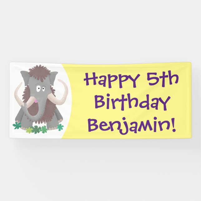 Banderoles Illustration drôle de mammouth laineux (Horizontal)