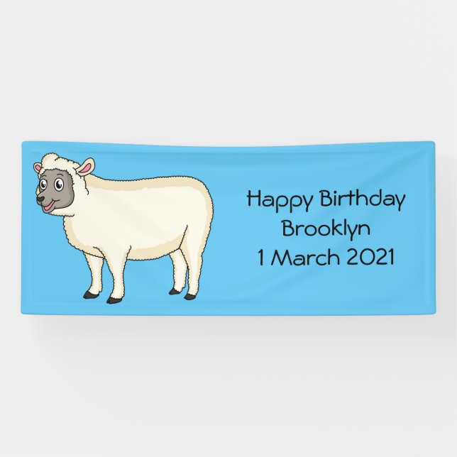Banderoles Illustration d'un mouton joyeux (Horizontal)