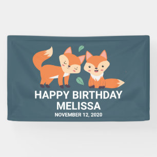 Banderoles Illustration graphique des renards orange mignons