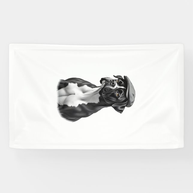 Banderoles Illustration graphique monochrome de Boxer vintage (Horizontal)