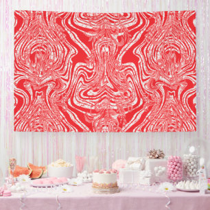 Banderoles image rouge et blanche d'un motif sur un dos blanc