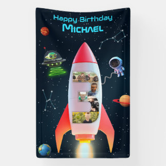 Banderoles Immense Trois avec photos | 3e Anniversaire Space