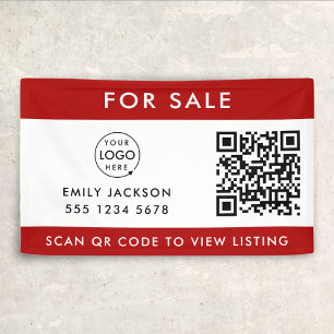 Banderoles Immobilier Maison à vendre Code QR Liste rouge