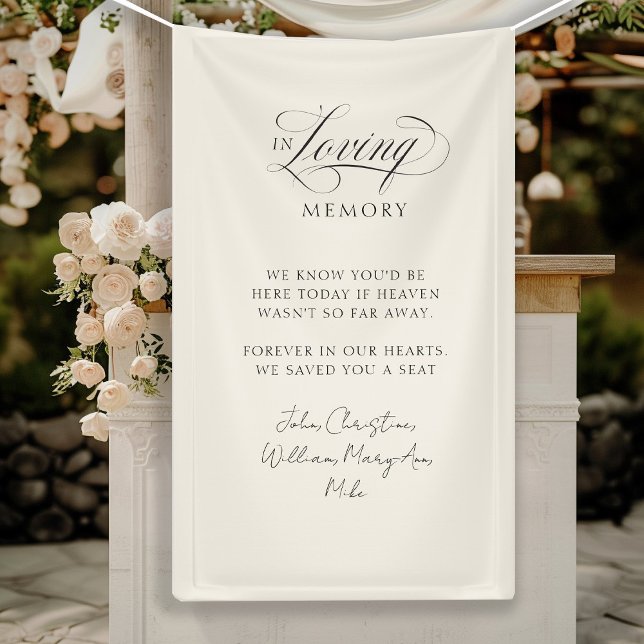 Banderoles "In Love Memory" Moderne, Calligraphie, Mariage (Customer specific, modern, calligraphy, wedding, memorial, script font, beige, banner. )
