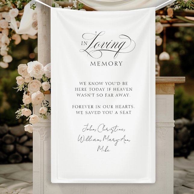 Banderoles "In Love Memory" Moderne, Calligraphie, Mariage (Customer specific, modern, calligraphy, wedding, memorial, script font, white, banner. )