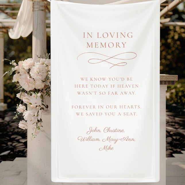 Banderoles "In Love Memory" Moderne, Calligraphie, Mariage (Personalized Banner "WE KNOW YOU'D BE HERE TODAY IF HEAVEN WASN'T SO FAR AWAY. )