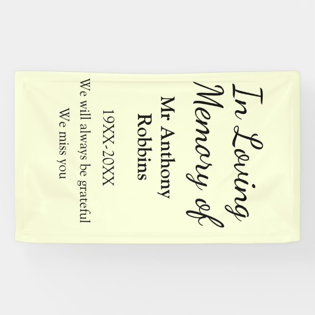 Banderoles In Loving memory of name funeral memory keepsake (Horizontal)