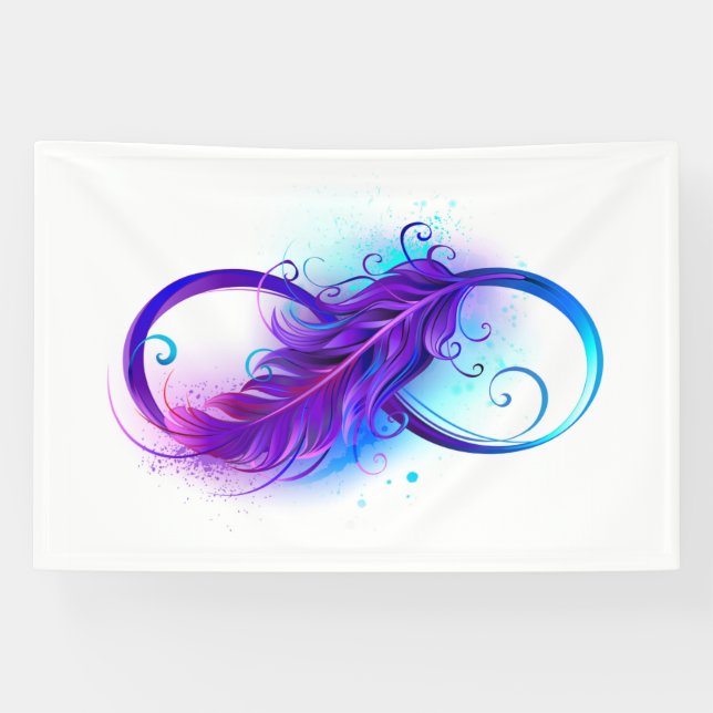 Banderoles Infini avec plume violette (Horizontal)