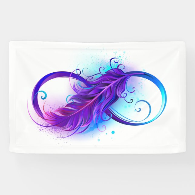 Banderoles Infini avec plume violette (Horizontal)