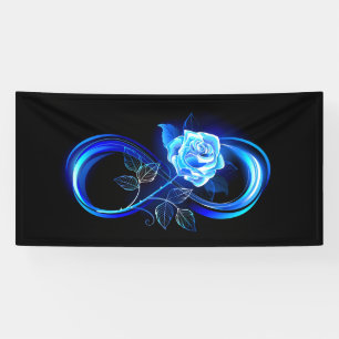 Banderoles Infini lumineux avec rose bleue