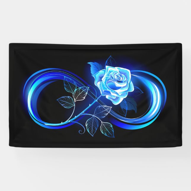 Banderoles Infini lumineux avec rose bleue (Horizontal)