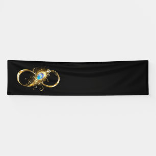 Banderoles Infinité avec plume de paon doré