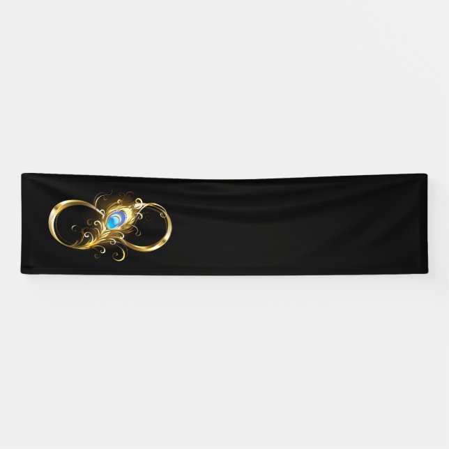 Banderoles Infinité avec plume de paon doré (Horizontal)