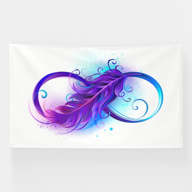 Banderoles Infinity with purple feather (Horizontal)