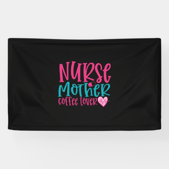 Banderoles Infirmière Cadeau Infirmière Mère Café Lover (Horizontal)
