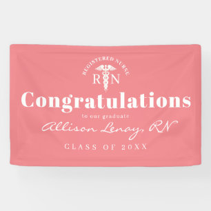 Banderoles Infirmière personnalisée Graduation Coral rose M
