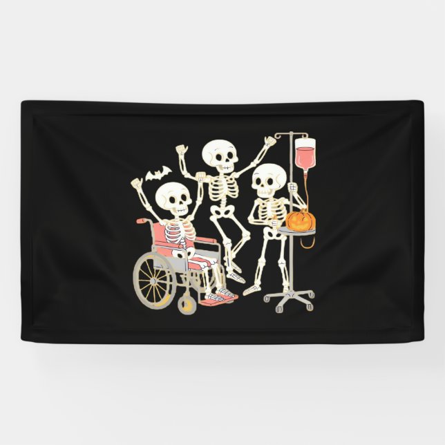 Banderoles Infirmière Skeleton Funny Halloween Soins de santé (Horizontal)