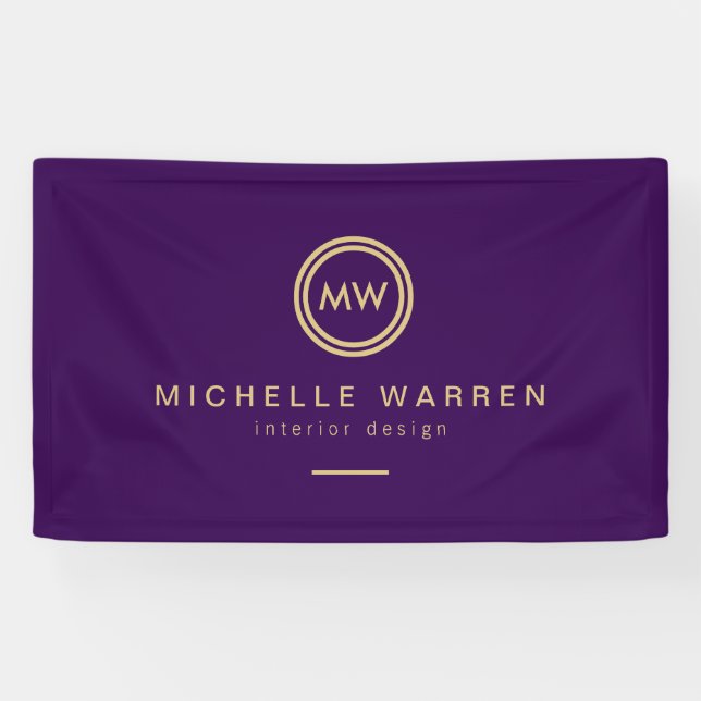 Banderoles Initiales de monogramme de cercle moderne sur viol (Horizontal)