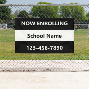 Banderoles Inscrivez maintenant Noir et Blanc Nom de l'école
