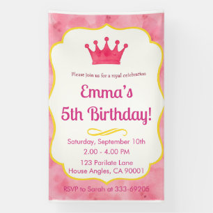 Banderoles Invitation d'anniversaire de la Couronne rose za