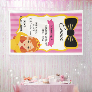 Banderoles Invitation d'anniversaire de la princesse rose z